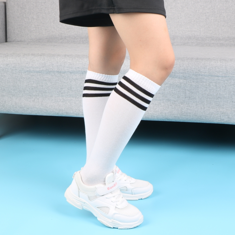 盛世尼曼儿童袜子高腿袜春秋秋季棉男孩足球袜中筒白色女小学生长筒袜