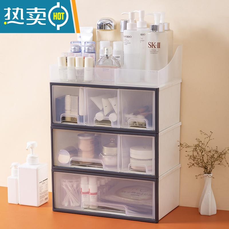 敬平桌面收纳抽屉向收纳箱大号办公桌收纳盒横桌下收纳柜办公室置物架 组合06顶格高三格高双格高大格