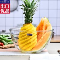 scybe喜碧 21cm中号玻璃碗家用加厚大水果碗沙拉碗泡面汤碗色拉碗 两只装