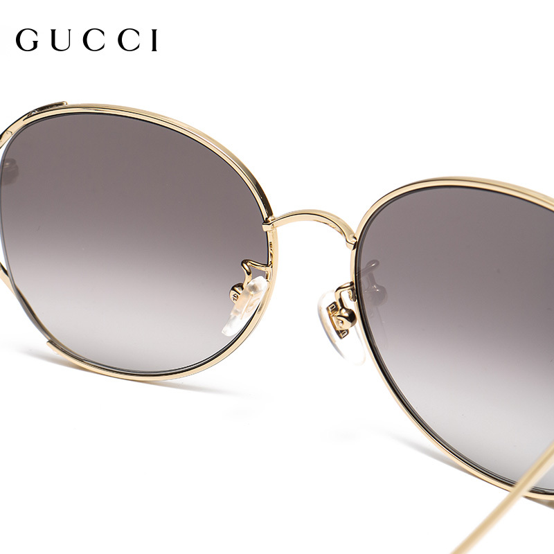 Gucci/古驰太阳镜2020新款女士防紫外线眼镜圆形大框墨镜GG0650SK-002-59