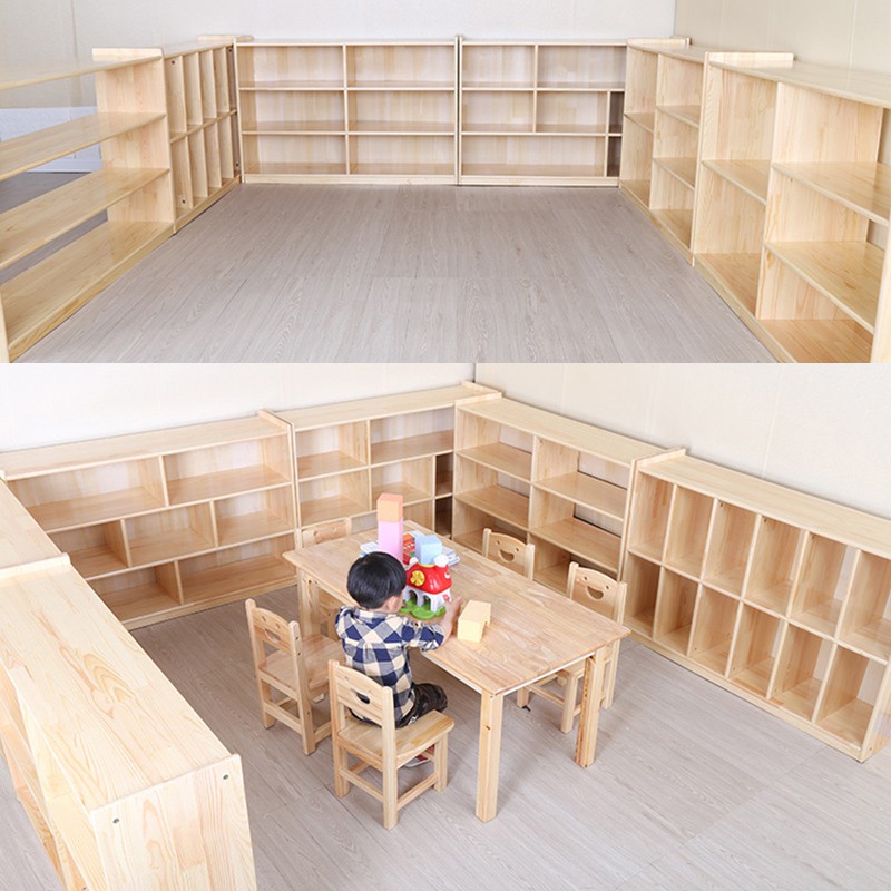 幼儿园实木儿童玩具收纳架整理架教具绘本柜储物柜玩具架宝宝书架 三维工匠收纳柜高清大图