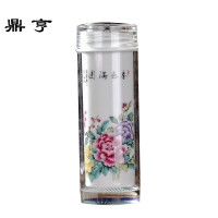鼎亨景德镇陶瓷男女保温杯双层带盖玻璃茶杯商务办公礼品杯子可定