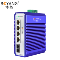 博扬 工业级POE交换机双纤SC 一光四电千兆收发器 宽温导轨式以太网交换机 含电源 BY-ISUQ1042