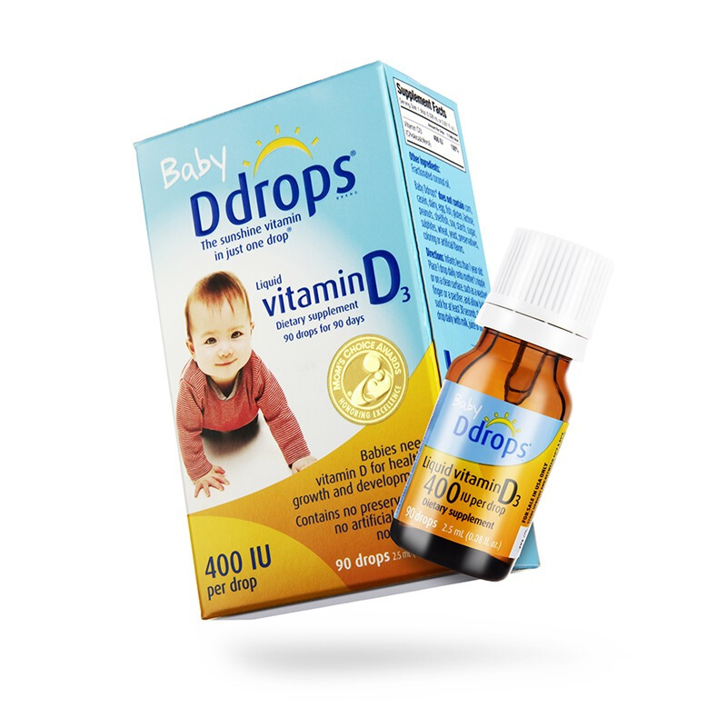 Ddrops滴卓思安心小滴瓶婴儿维生素D3滴剂 400IU 90滴*3瓶装 0-1岁服用