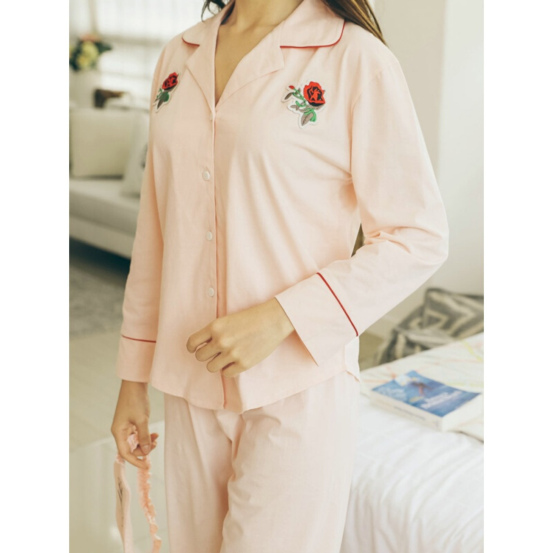 ins睡衣女夏长袖两件套装薄款韩版春秋棉可外穿宽松家居服