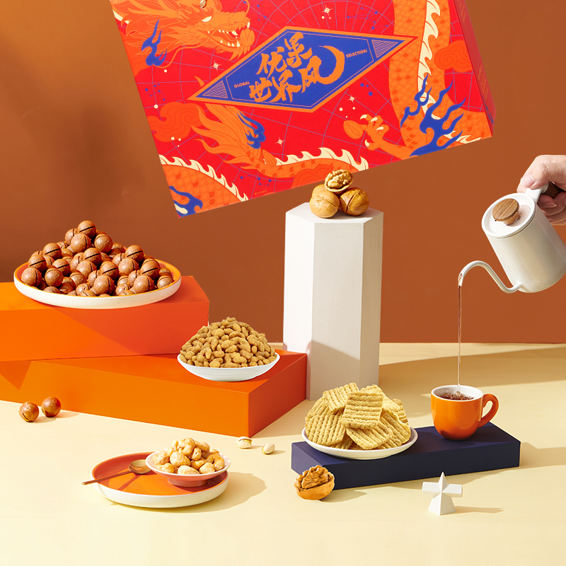 来伊份优果世界风红礼盒零食礼盒礼袋每日坚果零食坚果1324g高清大图