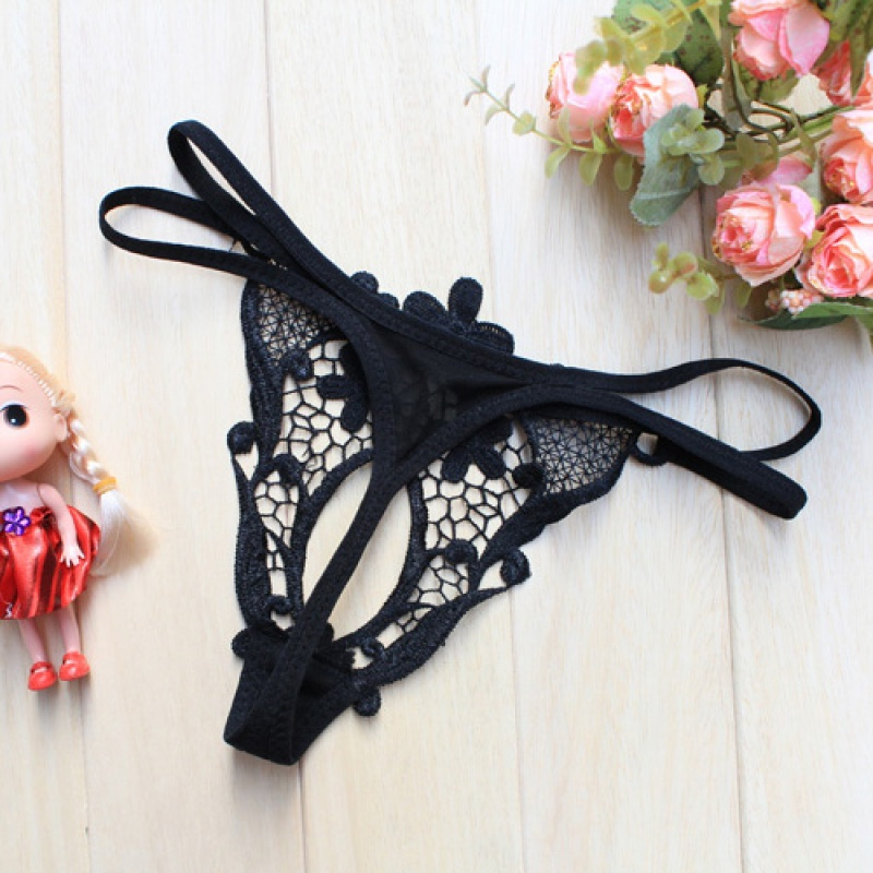 性感透明花边前开裆露臀t裤诱惑丁字裤 女士情趣内衣内裤