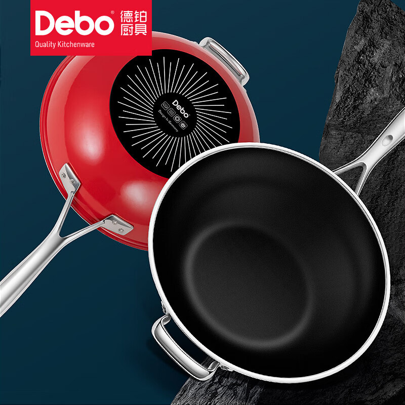 德铂炒锅32cm喜马拉雅陶钢一体炒锅0涂层炒锅DEP-925高清大图