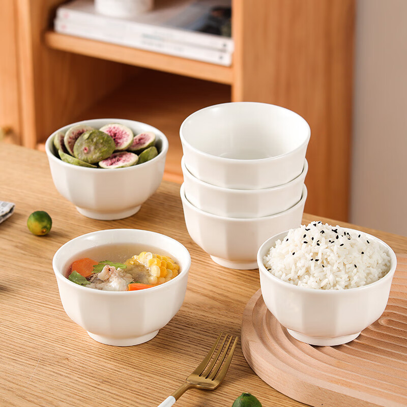 洁雅杰 米饭碗中式釉下彩4.5英寸陶瓷碗 白瓷小碗家用汤碗面碗套装 吃饭碗喝汤碗 微波炉可用 中华碗T451高清大图