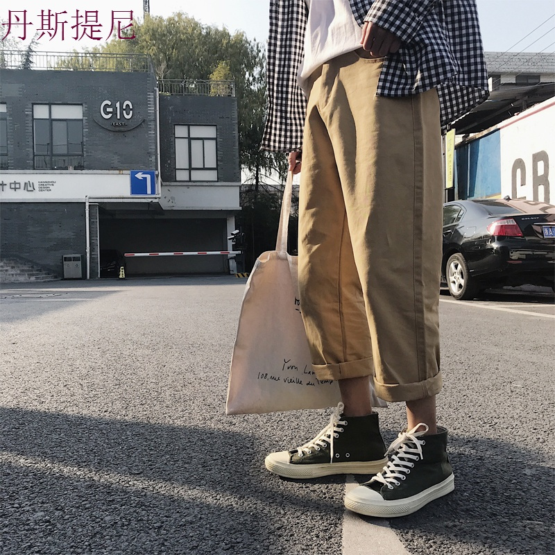 阔腿裤女2018秋装新款日系复古直筒工装裤中性bf风宽松学生长裤潮