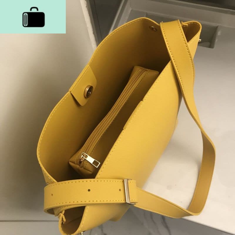 宽肩带ins米色网红水桶包包女斜挎包韩版百搭大容量夏季单肩跨包NEW LAKE图片