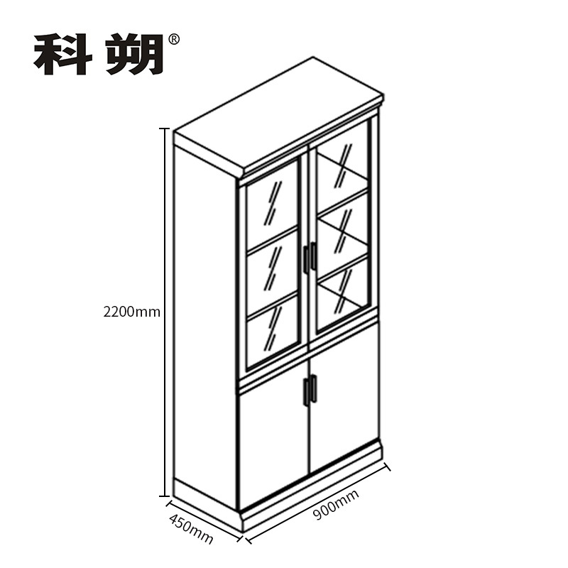 科朔 文件柜两门玻璃资料柜 办公文件柜 职员书柜 油漆办公柜KSHS05