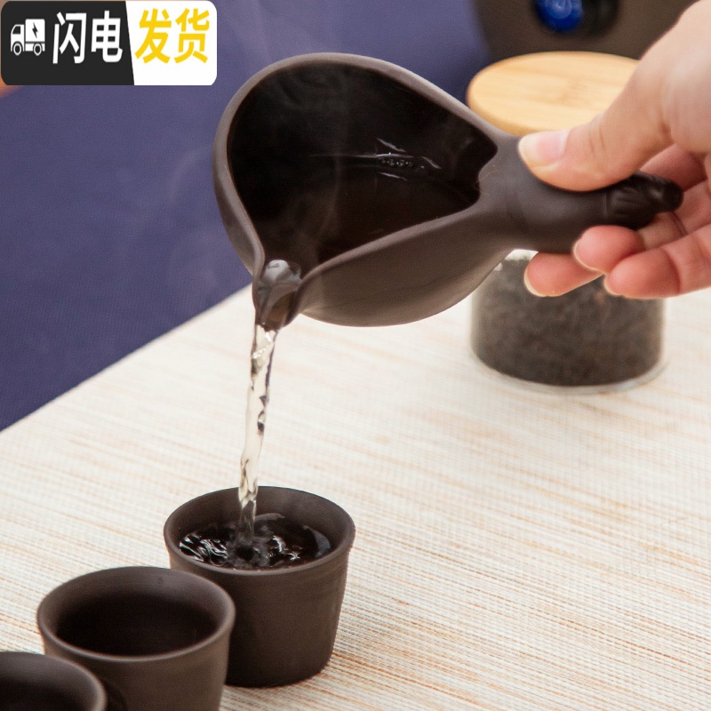 三维工匠石磨半全自动功夫茶具套装懒人家用陶瓷创意茶壶杯泡茶器简约防烫 《如意祥龙》紫砂自动茶具+茶道六君子+茶叶罐高清大图