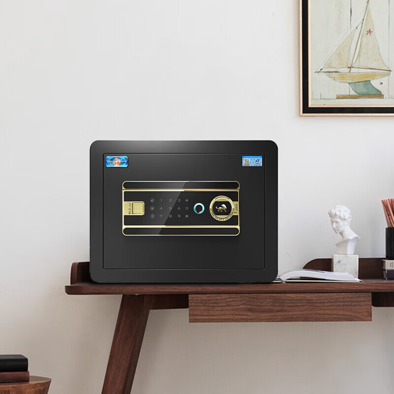 虎牌保险柜家用办公小型指纹密码WiFi保险箱全钢防盗可嵌入衣柜保密保管柜 博瑞系列 35cm 钢琴黑高清大图