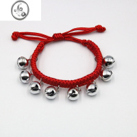 JiMi婴儿童小铃铛手链有声音响银银铃铛脚链女男宝宝红绳手镯饰品 彩绳+18mm彩色铃铛一条