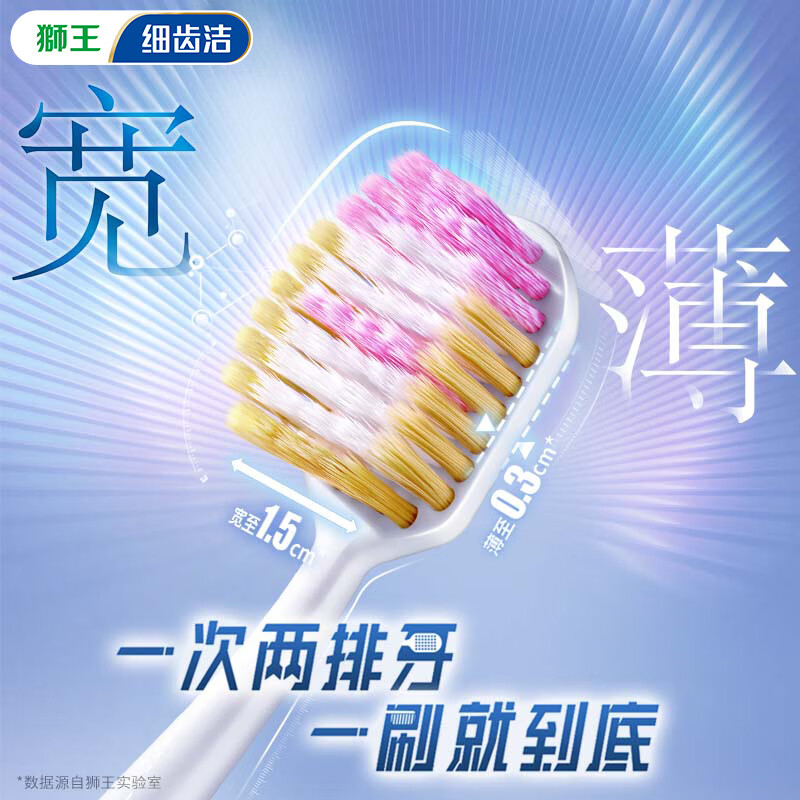 狮王细齿洁宽薄火山炭牙刷两支装(单位:组)(TT)