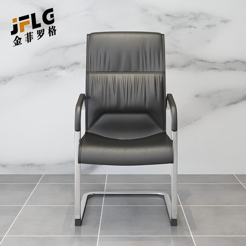 苏宁 金菲罗格 办公家具 黑色办公电脑椅 西皮弓形椅高清大图