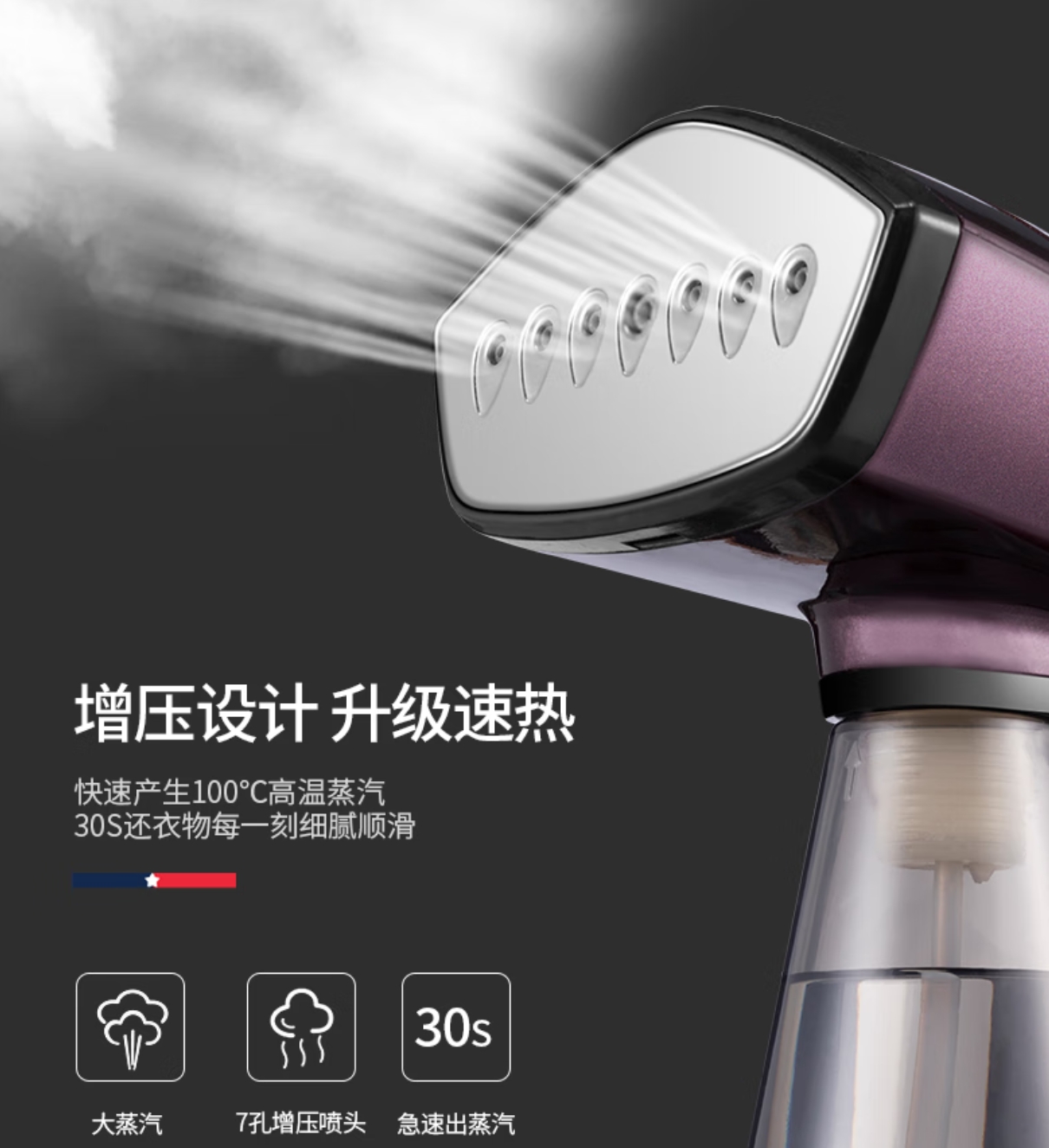 迈卡罗 (MACAIIROOS)手持挂烫机家用蒸汽电熨斗熨烫机小型便携迷你旅行增压熨衣机 典雅紫高清大图