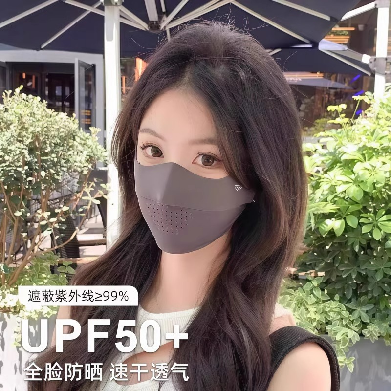 冰丝无痕防晒口罩女夏季防紫外线护眼角遮脸防晒面罩高颜值遮冰高清大图