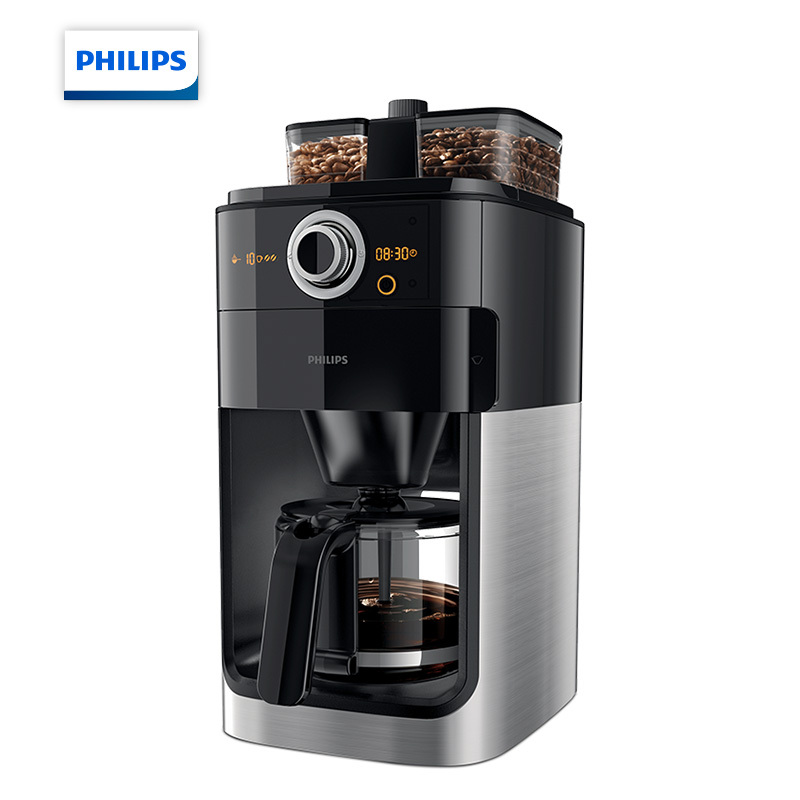 飞利浦（PHILIPS）咖啡机 家用全自动双豆槽自动磨豆预约功能咖啡壶 HD7762/00日用品