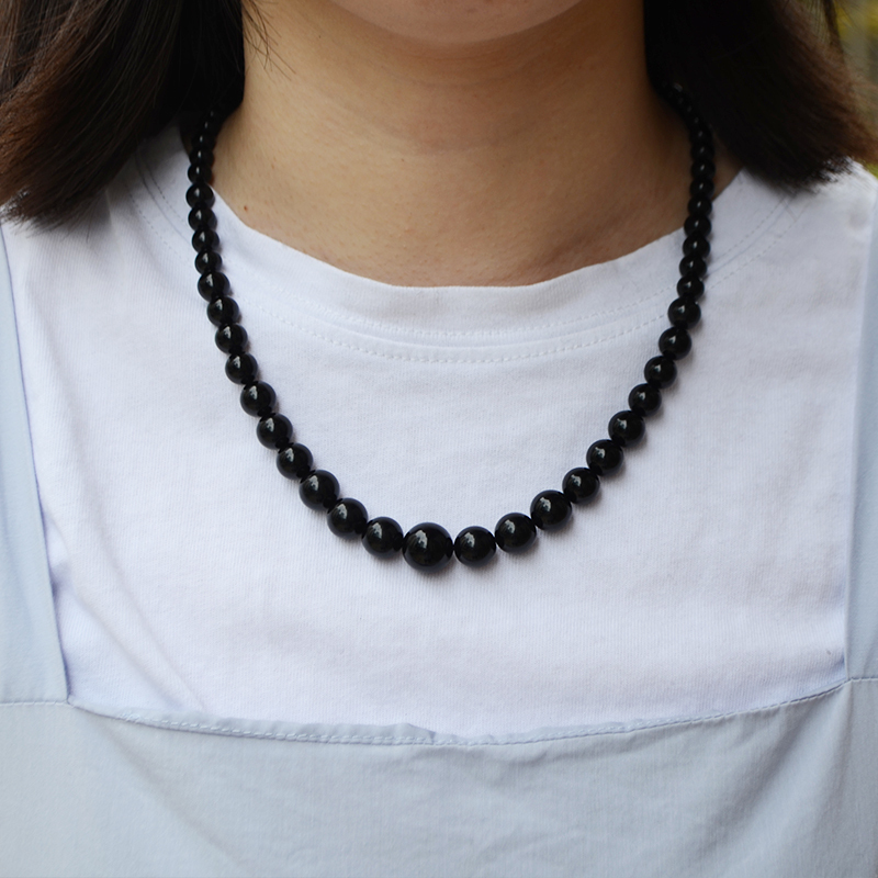 shecentury黑玛瑙项链毛衣链长款挂饰女款简约大气百搭饰品礼物