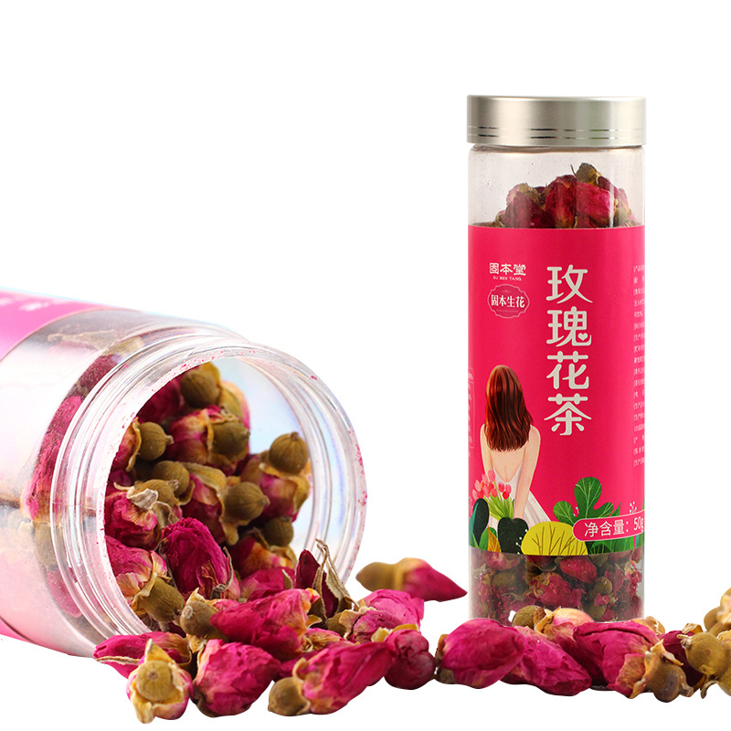 买1发2固本堂玫瑰花茶干玫瑰泡水喝平阴重瓣玫瑰花花蕾罐装
