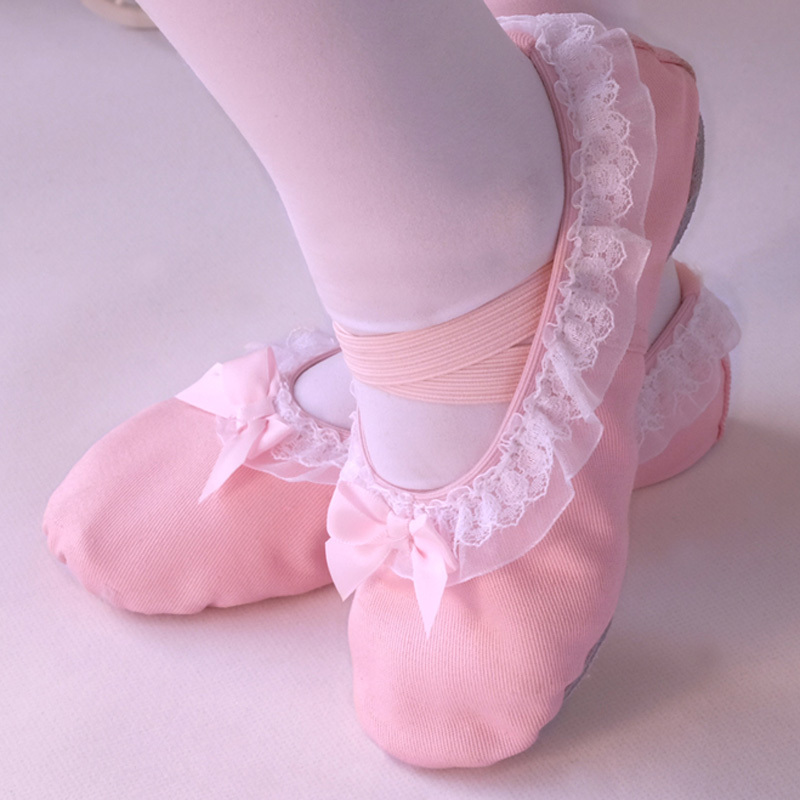 儿童舞蹈鞋女童芭蕾舞鞋软底练功鞋猫爪鞋宝宝跳舞鞋表演鞋拉丁鞋粉色