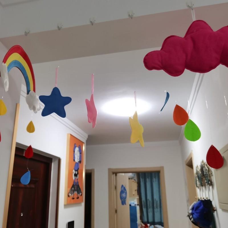 儿童房装饰月亮星星彩虹云朵雨滴挂饰幼儿园走廊教室创意空中吊饰