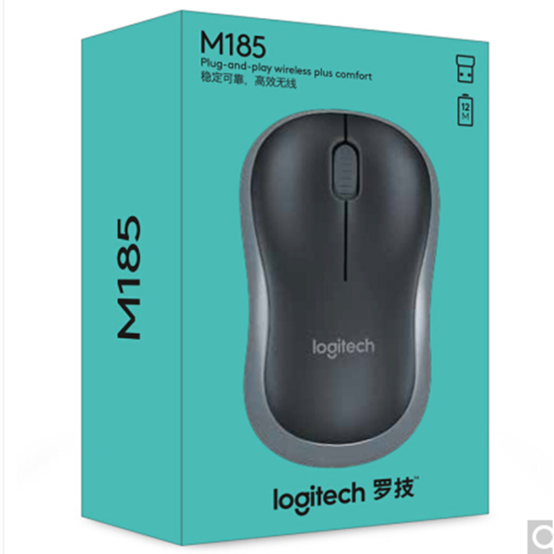 罗技（Logitech）M185（M186）无线鼠标 黑色灰边