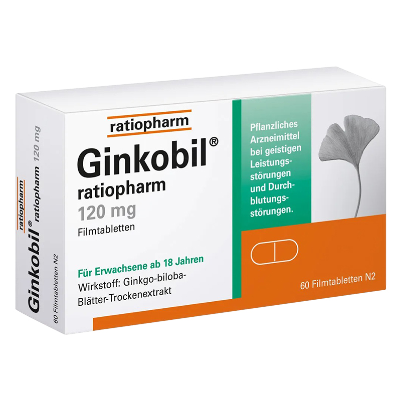 德国进口 ratiopharm银杏叶精华片 调节叁高辅助降血高 缓解头晕耳鸣