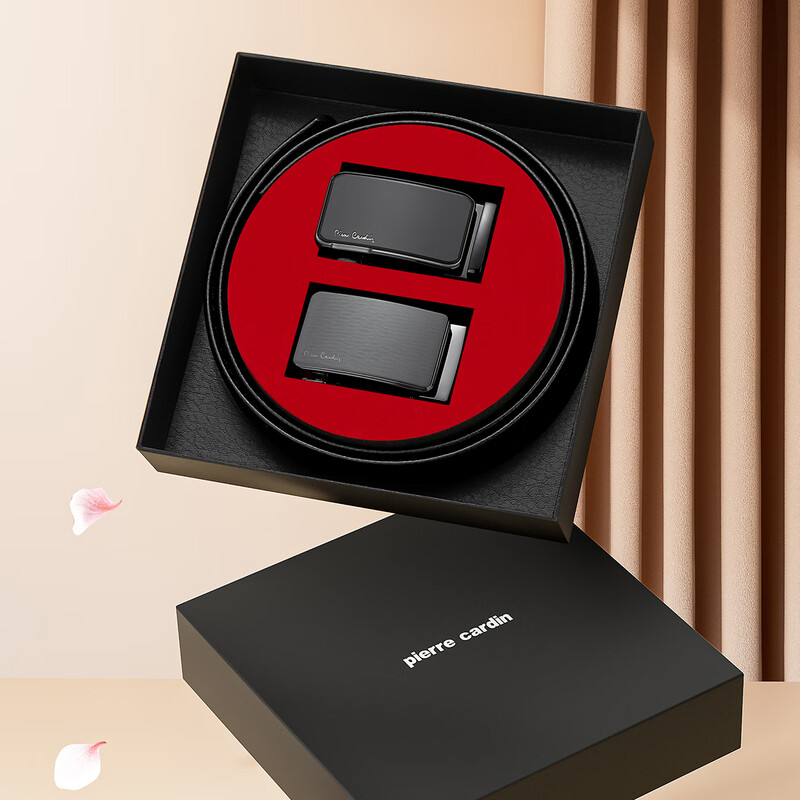 皮尔卡丹(pierre cardin)新款休闲男式双扣头礼盒二件W21011051-1A 黑色