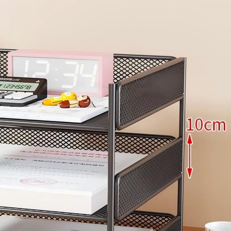 小窝厘 文件收纳架办公桌面办公用品A4纸置物架分层书架 三层[加粗加厚]高清大图