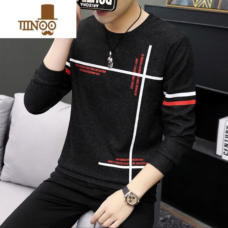 YANXU2023新款薄款毛衣男针织小衫青少年简约长袖T恤卫衣线衣男潮图片