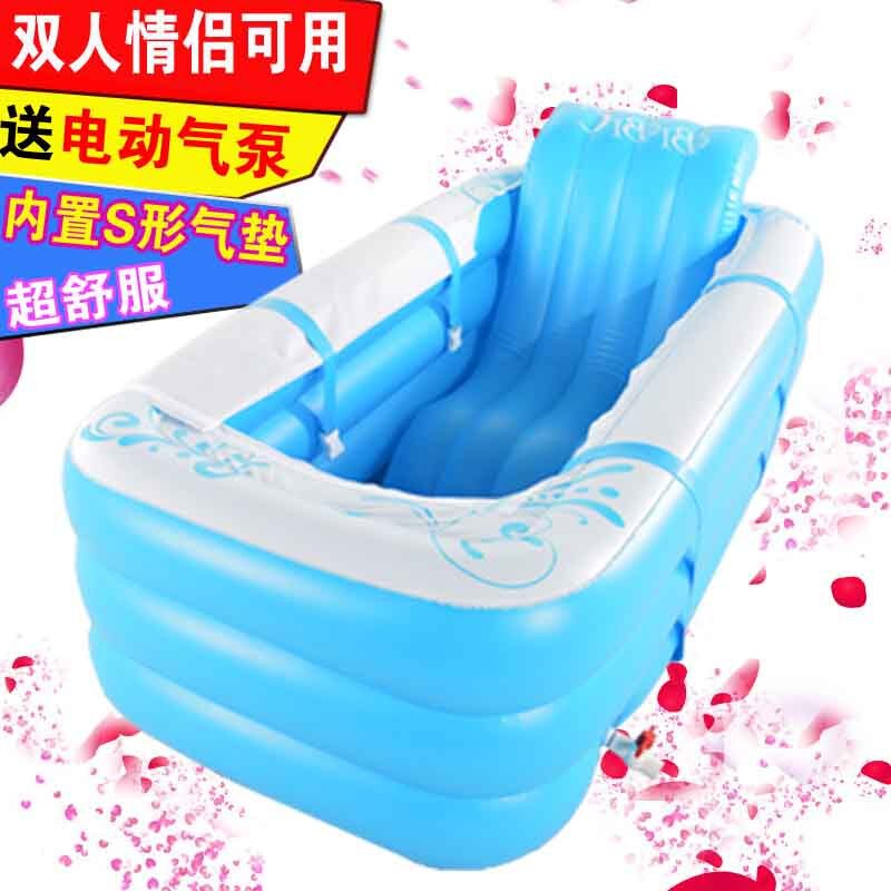 充气浴缸加厚浴盆折叠沐浴洗澡桶塑料泡澡桶保温大号双人家用壹德壹