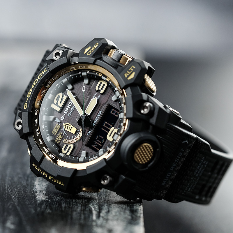 casio旗舰店卡西欧大泥王黑金手表男gshock限量太阳能运动手表电波六