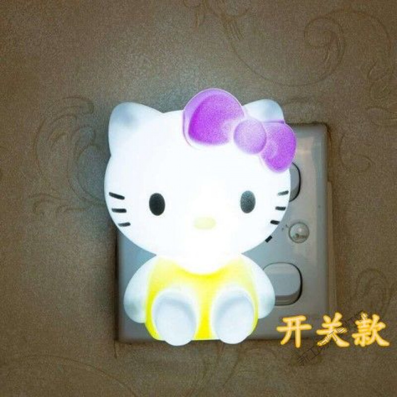 苏宁放心购 创意节能led方形小夜灯光控插电卧室床头卫生间婴儿喂奶起夜灯 KT猫(开关款)优惠3个装