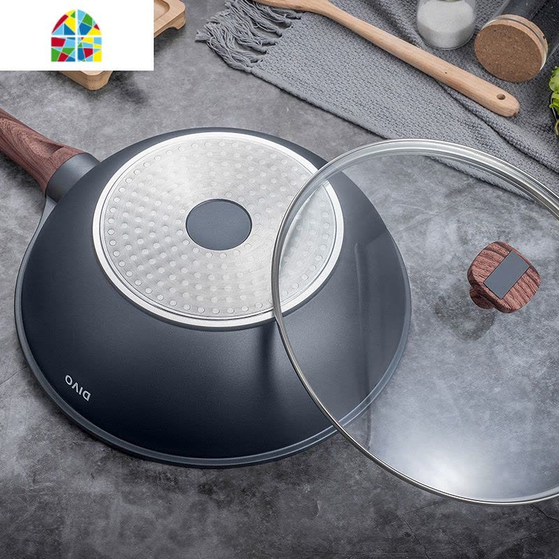 炒锅家用不粘锅燃气灶电磁炉少油烟涂层炒菜平底锅 FENGHOU图片