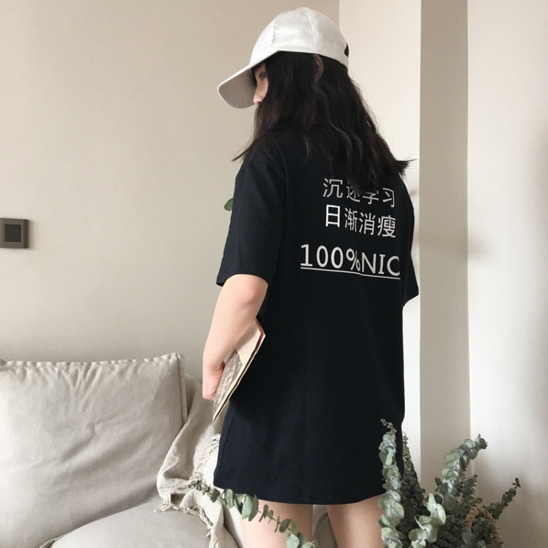 2018夏季年轻男士体恤韩版青年情侣上衣宽松印花圆领短袖T恤衣服