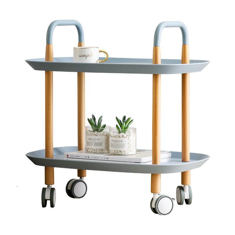 森美人曼好家北欧茶几简约现代客厅边几角几茶桌移动小推车沙发边桌 蓝灰