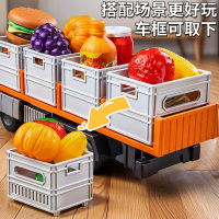 合金货物运输车儿童仿真货柜卡车回力工程玩具车男孩圣诞礼物3750