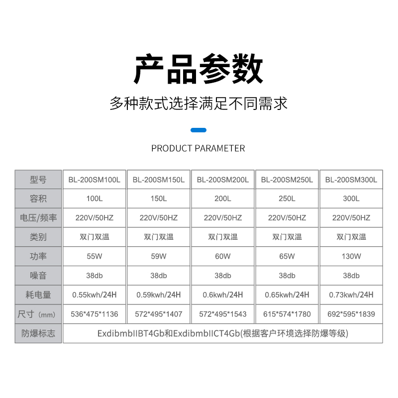 英鹏(GYPEX)防爆冰箱双门双温BL-200SM200L可用于高校实验室/制药厂/生物工程200L