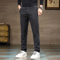 跨境裤子男加绒时尚简约修身长裤男款防风舒适抗寒休闲裤男士 33（2尺6）150斤 9802黑色常规
