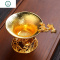 手工铜茶漏日式创意茶隔漏斗茶道配件过滤器套装茶滤网架功夫茶具 封后 鎏金兰花茶漏+枯木金蝉底座