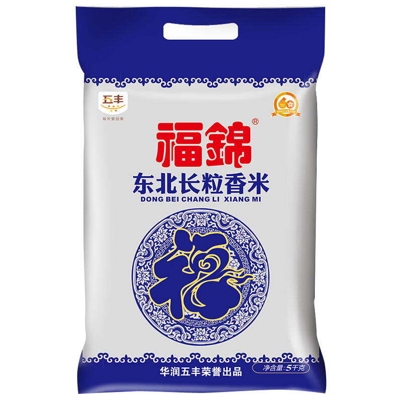 五丰 福锦 东北长粒香米 5KG 东北大米