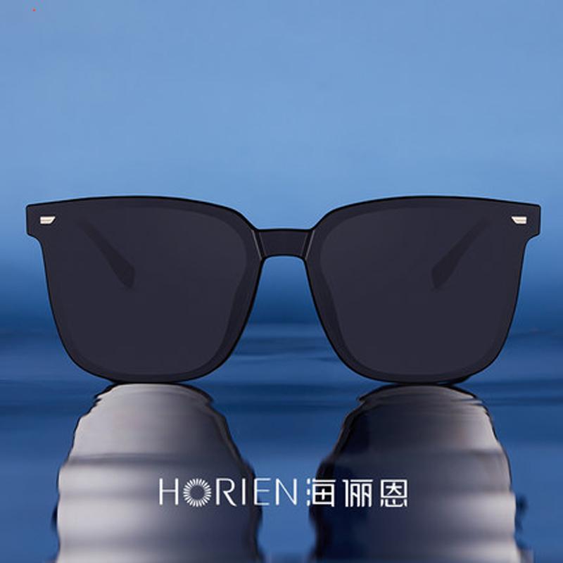 海俪恩太阳镜男新款时尚大框韩版潮开车墨镜N6950 N6950 深灰色镜片+亮黑框