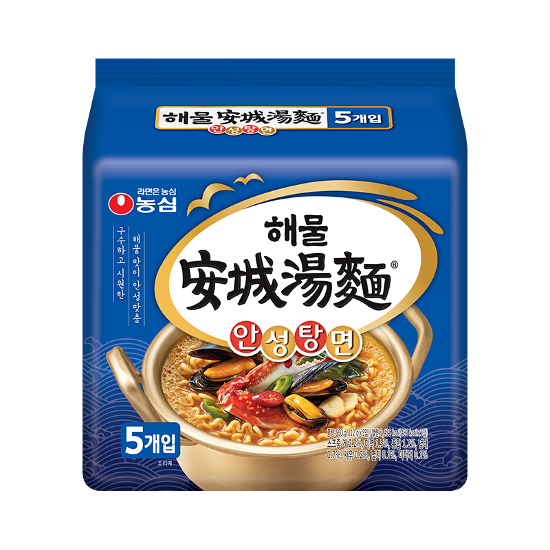 农心韩国进口海鲜味安城汤面112g5袋面拉面方便面速食食品五连包