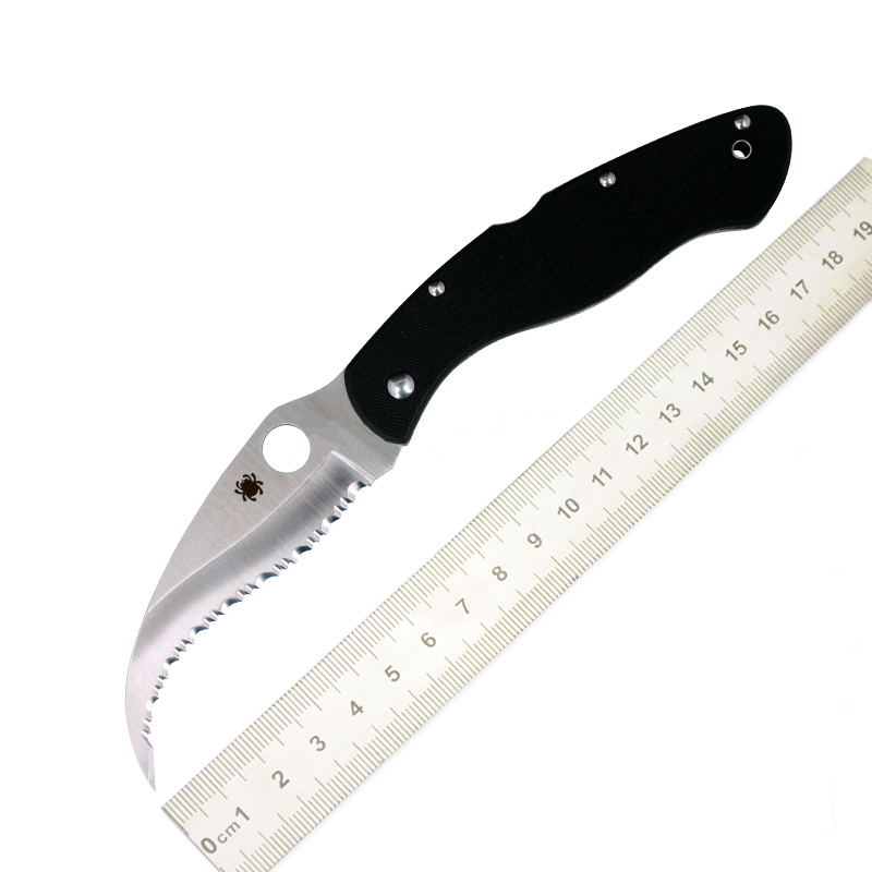 蜘蛛文官刀 全齿G10柄折叠刀户外刀高硬度折刀小刀 高硬度锋利折叠刀 随身收藏小刀 战术野营刀具 锯齿刀高清大图
