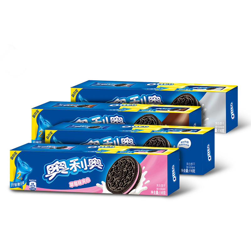 【拍下减10元】奥利奥夹心饼干116g*4盒 四口味混合早餐饼干休闲小