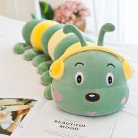 大号毛绒玩具毛毛虫子公仔抱枕长条枕头布娃娃可爱玩偶床上女孩男_2_43_302 60厘米（填充优质羽绒棉） 绿色耳机毛毛虫