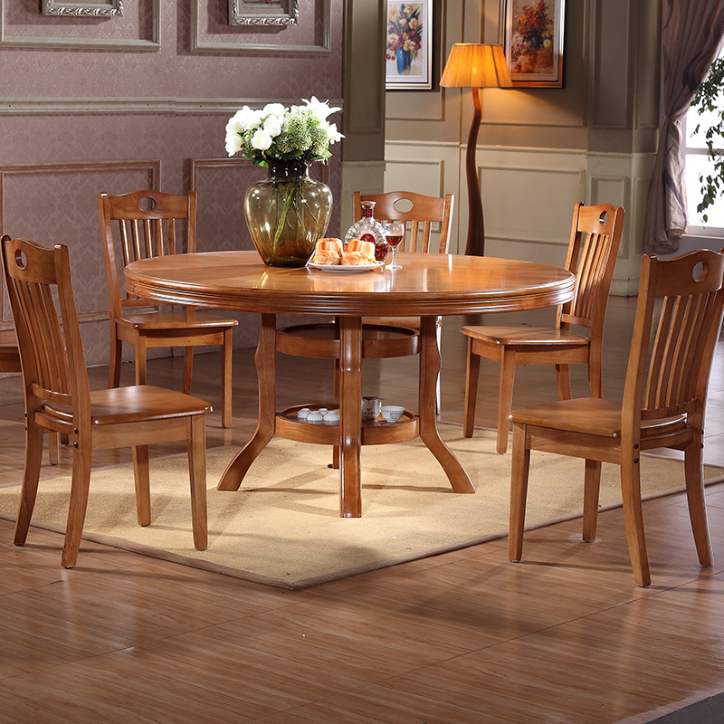 河洛伟业 实木圆餐桌高清大图